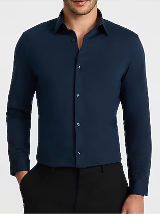 Express Other - Men's Classic Navy Long-Sleeve Dress Shirt